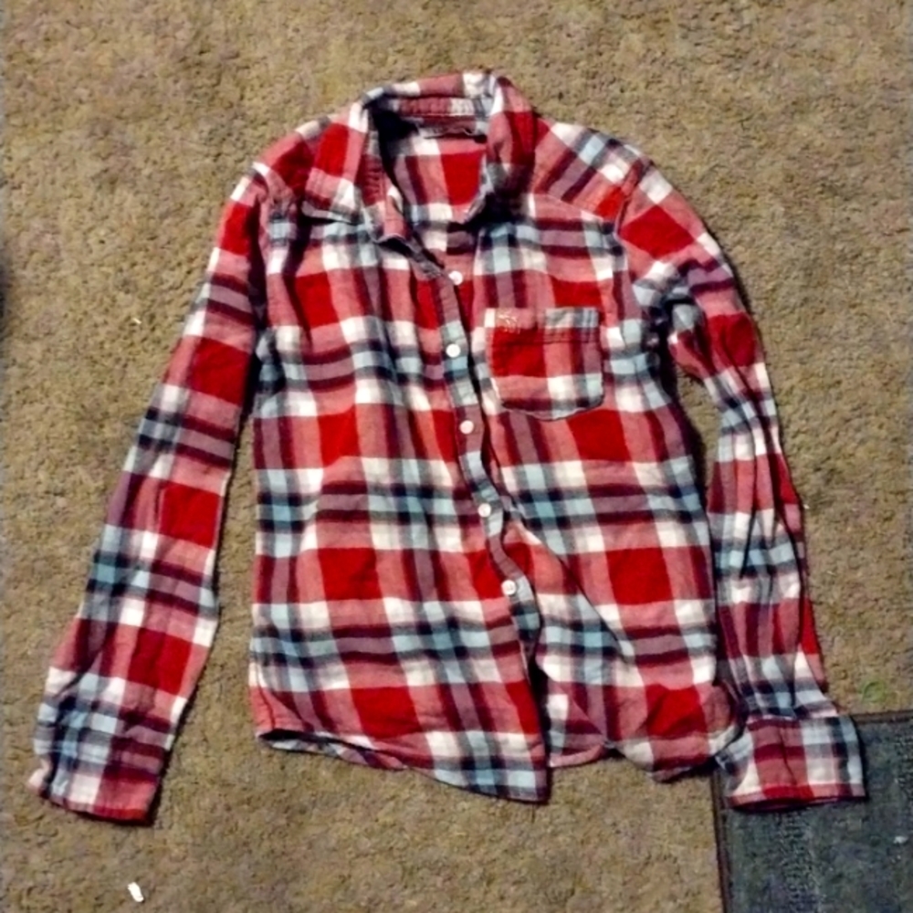 Abercrombie Flannel, 11/12 kid's, red, blue, white